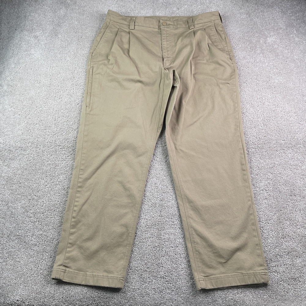 Duluth Pants Mens 36x30 Khaki DuluthFlex Ballroom Relaxed Utility Pleated Chinos